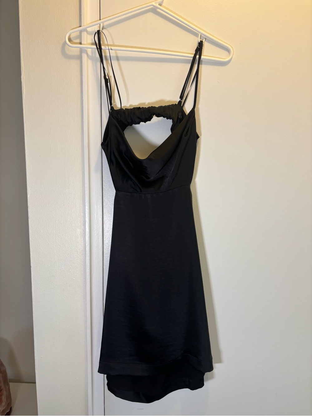 Dynamite Satin Cut Out Mini Slip Dress | Black | XS | NWT